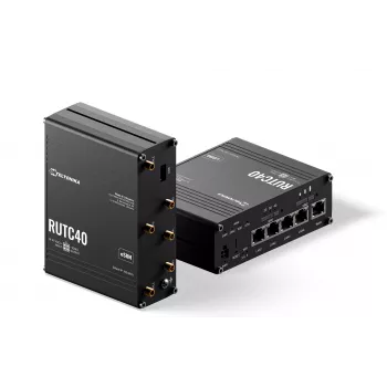 Teltonika Networks RUTC40 Industrial Router 4G LTE Cat 6 Dual-Band Wi-Fi 5 Gigabit with Dual-SIM, GNSS, UK Power Supply