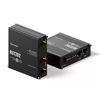 Teltonika Networks RUT202 4G LTE Wi-Fi Router, Dual-SIM, 2x Ethernet, DIN Rail/Wall Mounting, Aluminium