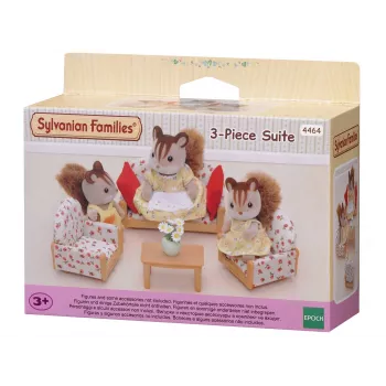 EPOCH Sylvanian Families Three-Piece Seating Group - Living Room Furniture Set with Sofa, Armchairs, Table & Cushions
