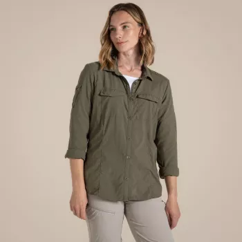 Craghoppers NosiLife Adventure LS Shirt III Women's Long-Sleeved Insect Repellent Shirt, Wild Olive, Size M