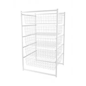 Drawer Unit 89x45x55cm 5-Tier White