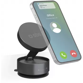 SBS TESUPSUCTIONMAG Magnetic Suction Cup Desk Stand for Smartphones, Black