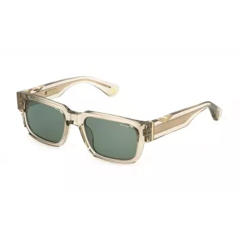 POLICE SPLP24-5406S9 Men's Polarized Rectangular Sunglasses, Black Frame, Grey Lenses, 54/20/145 mm