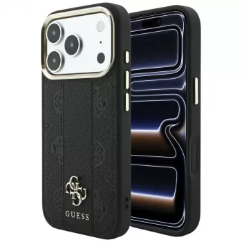 Guess Stripe Peony 4G Logo MagSafe Case for Apple iPhone 18 Pro / 17 Pro - Black