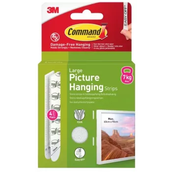 3M Command Adhesive Strips Large, 4 Pieces, White (7100336547)