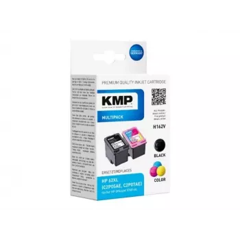KMP 1741.400500 MultiPack Black & Tri-Colour Ink Cartridges Compatible with HP 62XL (C2P05AE/C2P07AE) - 2-Pack