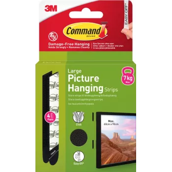 3M Command Adhesive Strips Large, 4 pcs, Black (7100337186)
