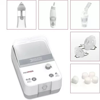 Rossmax NK1000 3-in-1 Piston Compressor Nebuliser with Nasal Rinse and Suction, 2.5 μm Particle Size, >80% Fine Particle Dose, 0.35 ml/min Nebulisation Rate, 5 ml Medication Cup, 10 ml Nasal Rinse Capacity, <60 dB Noise, Continuous Operation, Adults & Children
