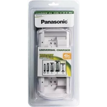 Panasonic BQ-CC15E/1B Smart & Quick Ni-MH Battery Charger for AA & AAA, 4 Bays, Individual Channels, AC 100-240V