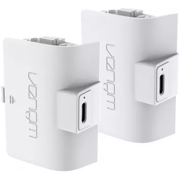 Venom Battery Double Pack White PS5 – DualSense Controller Battery (2x 800mAh Li-Ion, Play & Charge, Overcharge Protection)