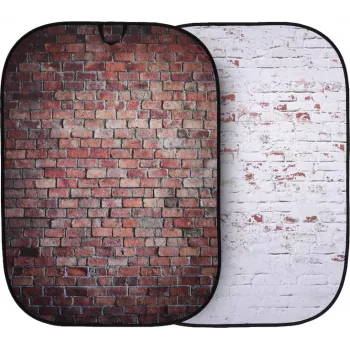 Manfrotto Urban Collapsible Background 1.5 x 2.1 m, Classic Red / White Aged Brick Look (LL LB5706)