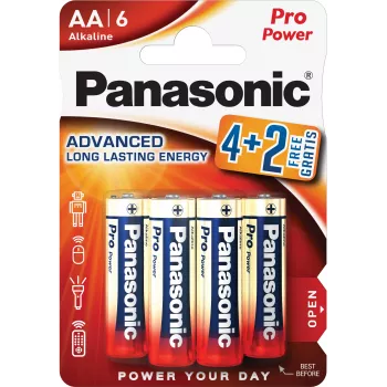 Panasonic Alkaline Power AA Batteries LR6PPG/6BP 4+2 Free Pack (6 Pieces)
