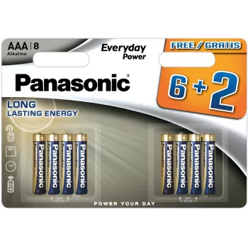 Panasonic Everyday Power AAA Alkaline Batteries LR03 8-Pack (6+2 Free)