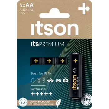itson itsPREMIUM AA Alkaline Battery, 4-pack (LR6IPR/4CP)