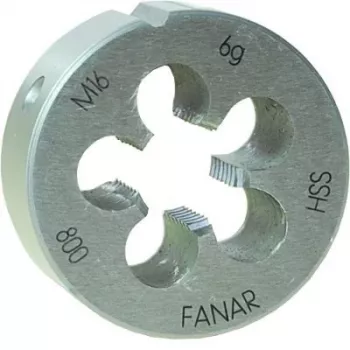 FANAR DIE M20x1 HSS800F round die, metric M20 x 1.0 mm, high-speed steel, right-hand, 6g