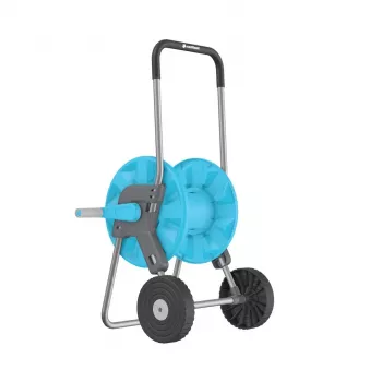 CELLFAST ALUPLUS 55-260 Aluminium Hose Reel Cart, 60 m 1/2 inch Capacity, Foldable Crank, Tool-Free Assembly, Grey/Black/Orange