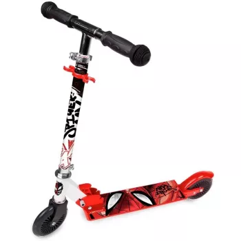 Disney Spider-Man 2-Wheel Kick Scooter for Children, Foldable, Adjustable Handlebar, Red/Blue