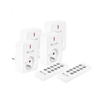 KEMOT URZ3471 Wireless Socket Set (4 Sockets + 2 Remote Controls, 433.92 MHz, White)