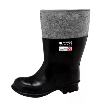 Unisex Rubber Boots with Felt Lining, Waterproof, Non-Slip, Size 42 (UK 8), Black