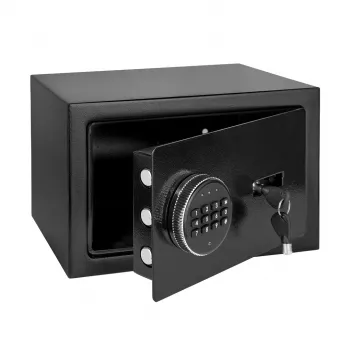 REBEL RB-7002 Electronic Safe for Home with PIN Code and Key Override - Steel Security Box for Cash, Documents and Valuables