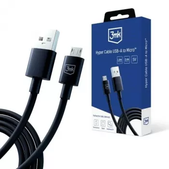 3mk Hyper Cable USB-A to Micro-USB 1.2m 5V 2.4A Black