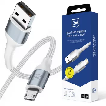 3mk Hyper Cable N-SERIES USB-A to Micro 1m 5V/2.4A 12W White
