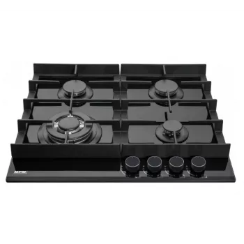MPM-60-GMH-19 Gas Hob Glass 4 Burners Tempered Glass Black