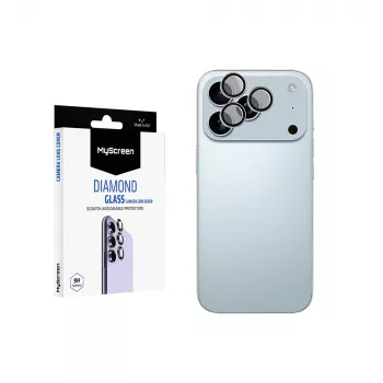 MyScreen Diamond Glass Camera Lens Protector for Apple iPhone 17 Pro Max - 9H Tempered Glass, Anti-Fingerprint, Bubble-Free Installation, Transparent