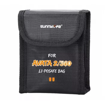 SUNNYLIFE Fireproof Battery Safety Bag for DJI Avata 2 - Holds 2 Batteries, Black