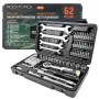 ROCKFORCE 1/4 Inch Drive 62-Piece Chrome Vanadium Socket and Bit Set
