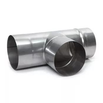 Galvanised Steel Chimney Flue T-Piece Connector 107mm x 160mm 90°