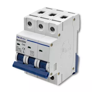 Qoltec 40A 3-Pole Miniature Circuit Breaker with C Curve MCB 4.5kA DIN Rail