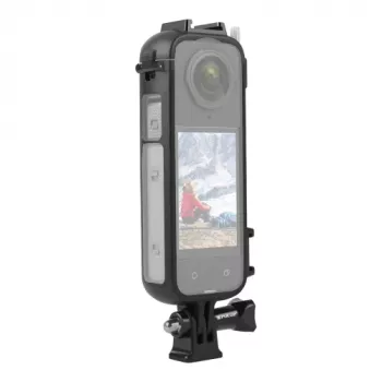 PULUZ PU979B Protective Case with Mount and Dual Cold Shoe for Insta360 X4 – Black