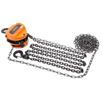 NEO TOOLS Chain Hoist 2 t, 3 m Manual Hand Chain Hoist with Double Pawl Brake, G80 Load Chain, Forged Swivel Hooks