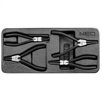 NEO TOOLS Circlip Pliers Set, 4-Piece, Internal/External Straight and Bent, CrV Steel, 180 mm, TÜV Certified