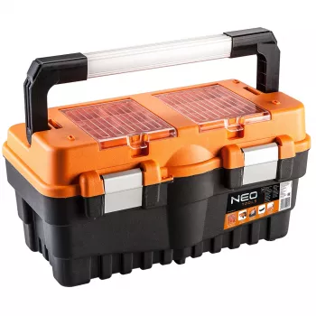 NEO TOOLS 18 Tool Case TOP-84-102 | Cantilever Organiser with 2 Trays and Metal Latches