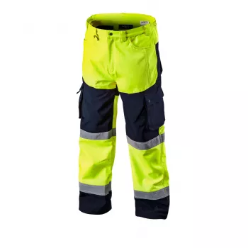 NEO TOOLS Softshell Hi-Vis Trousers, Fluorescent Yellow, Size XL