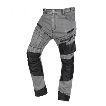 NEO TOOLS Denim Work Trousers with Oxford Reinforcements, Grey, Size XXXL (EU 62)