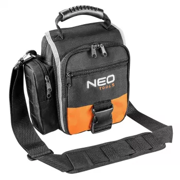 NEO TOOLS 84-315 Tool Bag with Handle, 15 kg Load, 10 External Pockets, Waterproof Bottom, Black/Orange