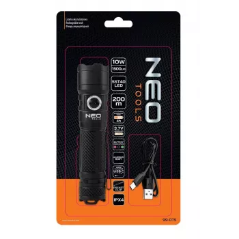 NEO TOOLS USB-C 1500 lm SST40 LED Rechargeable Torch