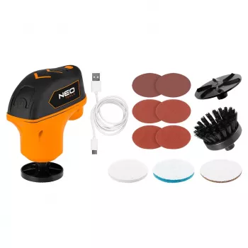 NEO TOOLS 04-604 Mini All-in-One Polisher 4V Li-Ion USB-C Rotary Tool Set