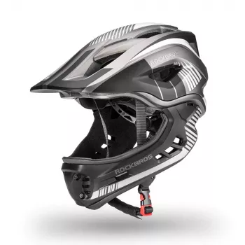 Rockbros TT-32SBTG-S Children's Cycling Helmet with Removable Chin Bar, Size S, Grey