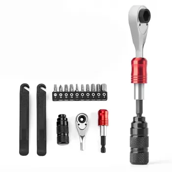 ROCKBROS Bicycle Emergency Repair Kit - 16-in-1 Multitool, Mini Pump, Tyre Levers, Patches, Black