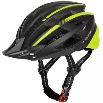 WOZINSKY MTB Cycling Helmet with Removable Visor and USB Rear Light, 57-62 cm, Black-Yellow