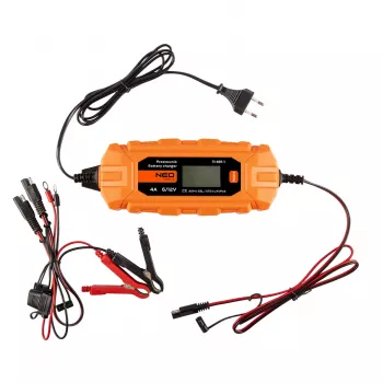 NEO TOOLS 11-891-1 Automatic Battery Charger 4A/70W for 6V/12V Lead-Acid, AGM & GEL Batteries (3-120Ah)