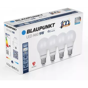 Blaupunkt LED Bulb E27 A60 900 lm 9W 4000K, 4 Pieces (BLAUPUNKT-E27-9W-NW-4)
