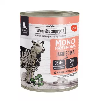 WIEJSKA ZAGRODA Mono Puppy Lamb - Wet Food for Dogs - 800g