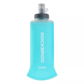 Rockbros Soft Flask 500 ml Light Blue - Collapsible Drinking Bottle for Running and Outdoor Sports