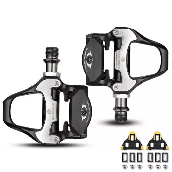 ROCKBROS LP-RD2BK Road Bike Pedals Shimano SPD-SL Compatible with Yellow Cleats - Black Silver