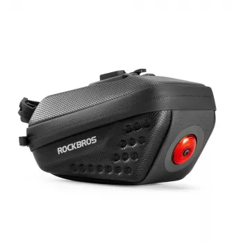 ROCKBROS C59 Saddle Bag with Hard Shell and 250 mAh Light, Black